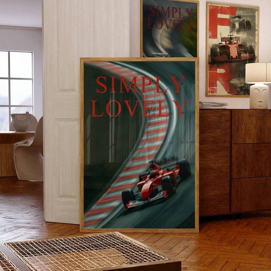 1pc Frameless F1 Racing Car Wall Art, Chic Racing Girl's Choice Canvas Poster, Dorm Room Party Decoration Best Gift, Back To School, Room Decor Bedroom, Funkyposters - F1 - View 1