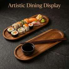 1/2pcs Oval Wooden Tray, Wooden Food Serving Platter, Cheese Board Appetizer Dessert Cake Plate, Reusable Kitchen Decor Tray, Suitable For Home Restaurant Hotel, Perfect For Christmas Halloween Valentine's Day Easter Thanksgiving Wedding Gift - View 8
