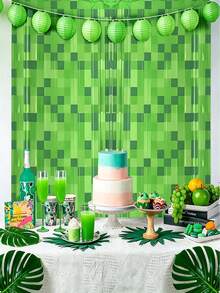 1/2 Dây ruy băng tua rua chủ đề pixel màu xanh lá cây, trang trí tiệc pixel, phông nền hoạt hình cho tiệc sinh nhật chủ đề trò chơi, hình nền trò chơi, biểu ngữ vải chủ đề trò chơi, thiết kế pixel, dây ruy băng khảm, trang trí phông nền sự kiện sinh nhật. - Xem 3
