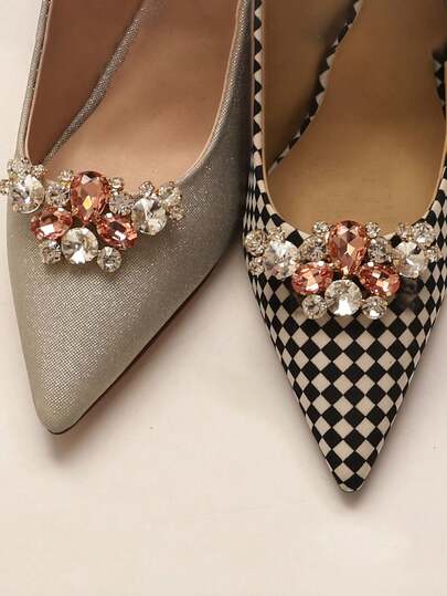 Elegant Fashionable Champagne Rhinestone Detachable DIY Shoe Buckle, Personalized Gift For Party, Date, Casual, Student Shoes/Boots Decoration, Bag Accessory, Clothing Accessory