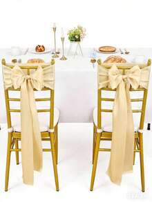 10pcs Satin Chair Sash Bows, Silk Wedding Chair Bows, Silk Dining Chair Sash Decorative Bands, Suitable For Family Gatherings, Kitchen & Dining Room, Banquets, Birthday Parties, Baby Showers, Bridal Showers, Hotel Parties, Etc. - Multicolor - View 5