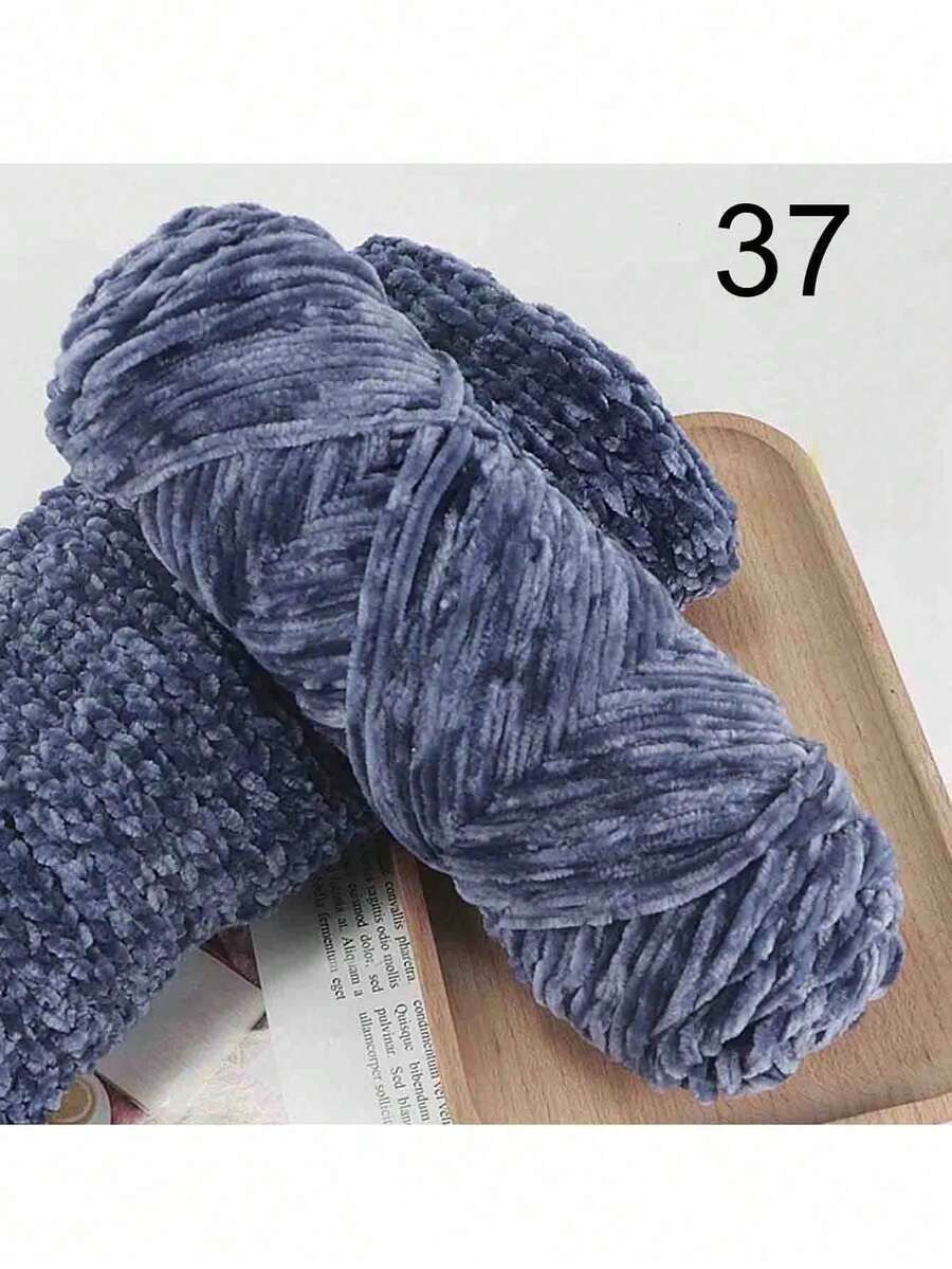 Sợi giả cashmere mềm mại 100g/200g/250g, 100% sợi polyester cao cấp, thích hợp để làm khăn quàng cổ/áo len, nguyên liệu thủ công DIY (không bao gồm đạo cụ trưng bày). - 037 Xanh Denim. - Xem 1