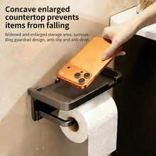 Self-Adhesive Wall-Mounted Toilet Paper Holder With Storage Shelf, Suitable For Storing Tissues, Air Fresheners, Phones, Etc. Ideal For RV Bathrooms And Regular Bathrooms. Bathroom Toilet Paper Rack, Bathroom Accessories - Multicolor - View 4