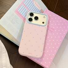 Ốp điện thoại Kavenfort thời trang kiểu INS chấm bi, tương thích với Apple 17, 16 Pro, chống rơi 15, Macaron Color Block 14, ốp mềm 13, nữ tính, hình học, tối giản, tươi mới & đơn giản, kiểu phối màu, độc đáo, kiểu INS. - Bột dâu tây - Xem 2