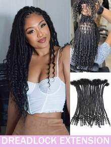 Human Hair 0.6cm Top And 0.4cm Down Width Human Hair Extensions With Curly Ends 10 Sticks Per Pack Full Handmade Permanent Dreadlock Extensions For Men And Women Natural Black Color - Natural Black - View 2