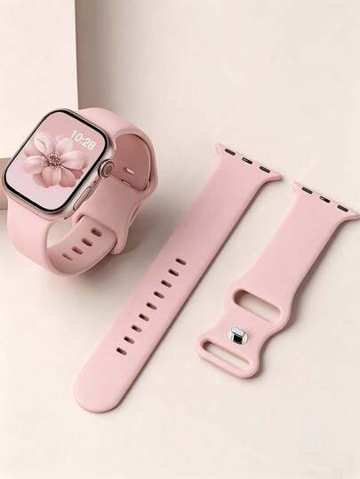 1 dây đeo đồng hồ silicon màu hồng, phù hợp với 38mm, 40mm, 41mm, 42mm, 44mm, 45mm, 49mm và 46mm, mềm mại và thoải mái, chống nước và mồ hôi, tương thích với Apple Watch Series 11 S10, S9 Ultra, S8, S7, S6, S5, S4, S3, S2, S1 và SE, phù hợp cho cả nam và nữ, tuyệt vời cho mùa hè, đi biển, tiệc bãi biển, tiệc bể bơi.