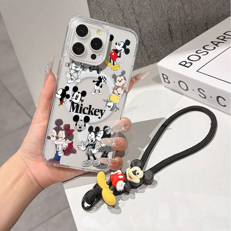 This Disney Mickey Mouse Lanyard Phone Case Is Fully Covered In TPU Material, Features Strong Magnetic Closure, Is Shockproof And Lightweight, And Is Compatible With IPhone17/16/11/13/15/15 Plus/15 Pro/15 Pro Max/12/14 Pro Max/11 Pro Max/12 Pro/12 Pro Max/13. This Phone Case Is A Popular Birthday Gift Or Business Gift Choice; It Is Durable, Stain- And Fingerprint Resistant, And Suitable For Both Men And Women. The Set Also Includes A Mickey Mouse Phone Case And A Mickey Mouse Plush Bracelet, Making It A Perfect Gift For Friends And Family. This Stylish Phone Case Is Fun, Lightweight, And Durable. IPhone17 Pro Max Phone Case, Minnie Mouse Phone Case. - Trong sáng - Xem 1