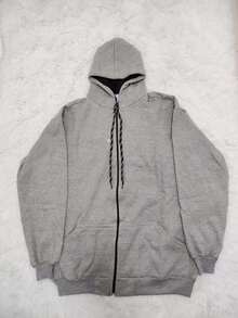 R&S Men's Plus Size Basic Plain Fleece Sweatshirt (Sizes G1, G2, G3) With Hood, Zipper, And Pocket - 淺灰 - 查看 2