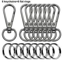 12/16 piezas Ganchos giratorios de aleación con anillos metálicos, adecuados para hacer llaveros creativos DIY, collares para mascotas, cordones, colgantes de bolso (disponibles en 3 colores) - Anillo de hebilla plana de 5,5 g - Ver 10