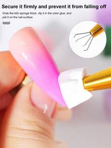 50 piezas de cabezales de esponja de degradado para arte de uñas, bloques de esponja cuadrados de repuesto para herramienta de teñido anudado y degradado - Blanco - Ver 3