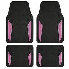 Pink Rubber Floor Mats With Aluminum Film And Colorful Piping, Non-Slip Backing All-Weather Protection, Trim-To-Fit Liner For Cars SUVs Trucks Vehicles - PINK - View 6