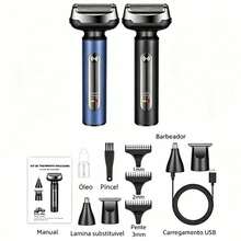 This Men's Electric Shaver Features A Floating Design With Three Curved Blades, A Type-C Interface For Fast Charging And Longer Battery Life, An IPX7 Water Resistance Rating, And Skin-Friendly Blades For A Smooth Shaving Experience. - 顏色隨機 - 查看 3