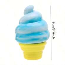 Gradient Ice Cream Squishy Toy Slow Rise Stress Relief Sensory Fidget Toy Soft Anti-Anxiety Squeeze Toy Cute Kawaii Dessert Model Decompression Toy Adults Office Desk Travel Party Favor Gift - 藍色 - 查看 4