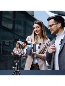 Micrófono inalámbrico para smartphones con USB-C | Adecuado para entrevistas de video, podcasts, vlogs, grabación con un solo clic, interfaz USB tipo C, batería de polímero de litio recargable - Negro - Ver 3