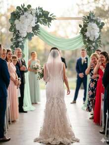 3 piezas de arco de flores de follaje artificial - Decoración de arco de boda con pasto pampa verde, 20 pies de tela brillante blanca para ceremonia y recepción de boda, baby shower, cumpleaños, celebración de graduación, decoración de fiesta de jardín (pasto pampa verde) - Multicolor - Ver 3