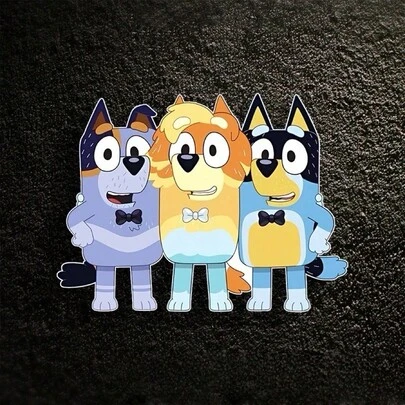 Bluey Hình dán hoạt hình dễ thương cho thân xe, hình dán chú chó Brui, hình dán xe điện, hình dán bảo vệ hành lý khỏi trầy xước.