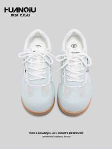 HUANQIU 芭蕾舞鞋风格厚底复古女式休闲运动鞋，透气网面运动鞋，适合春夏穿着 - 薄荷綠 - 查看 5