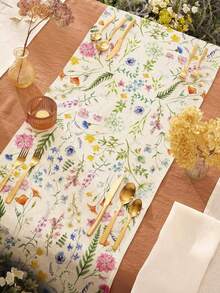 Charming Linen Wild Flower Table Runner - Spring Floral Design, Suitable For Restaurant And Kitchen Decor - Multicolor - View 4