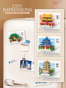 Bộ 1208 mảnh ghép hình bưu thiếp du lịch, nam châm dán tủ lạnh, bộ ghép hình 12 trong 1, khối xây dựng phong cảnh du lịch tự làm, khối xếp hình, món quà ngày lễ tuyệt vời nhất, quà lưu niệm sưu tầm. - Nhiều màu - Xem 6