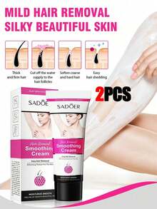 SADOER SADOE 1件易清潔除毛霜，適用於全身除毛，順滑除毛凝膠，美白除毛配方，溫和蘆薈除毛霜，適用於全身 | 無殘茬、不刺激、快速見效 | 絲滑肌膚，適用於女性、母親、妻子、姊妹、青少年、女友的身體護理與自我護理產品，旅行化妝無痛除毛霜 - 膏狀 - 查看 6