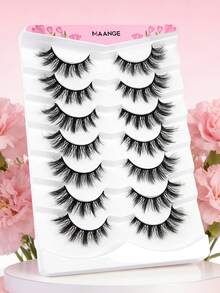 MAANGE 7 pares de cílios postiços com haste transparente, maquiagem natural de olho de gato, cílios postiços estilo desenho animado, cílios postiços com faixa transparente, cílios postiços macios 3D com aparência de vison, cílios postiços leves e volumosos com aparência de vison, cílios postiços em tira, adequados para uso diário, viagens, festas, trabalho e outras ocasiões, presente ideal para meninas, mulheres, mães e para presentear em datas comemorativas. - Preto - Ver 4