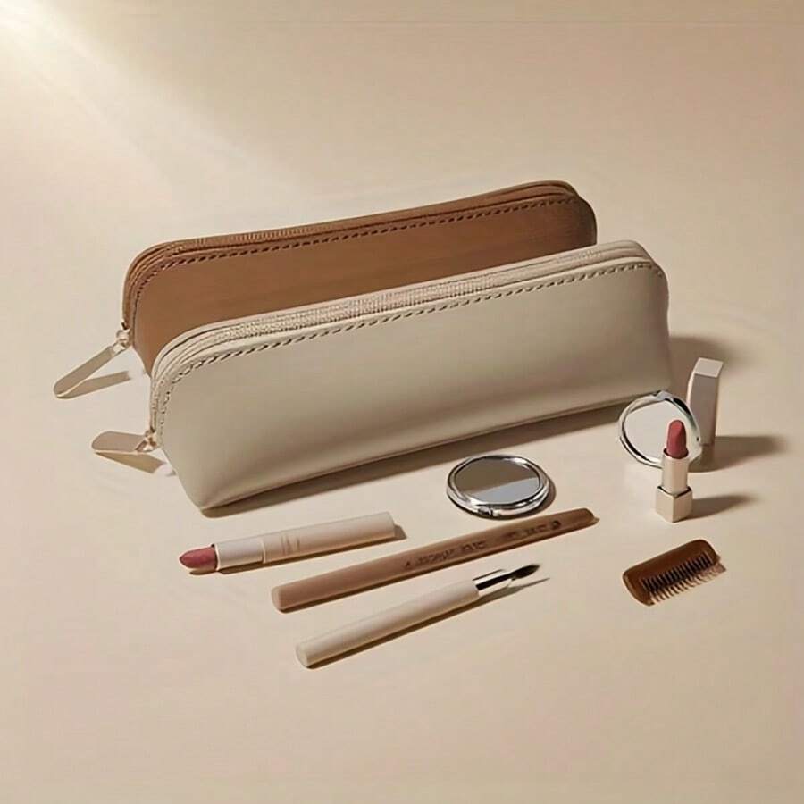 New Makeup Brush Storage Bag, Portable Cosmetic Organizer Pouch, Leather Waterproof Travel Brush Case - Regular Model - View 1