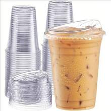 50-Pack Of 12oz/16oz Transparent Disposable Coffee Cups With Lids – Made Of Insulated Plastic Material, Leak-Proof Design, Suitable For Iced Coffee, Smoothies, And Cold Drinks, Ideal For Home, Restaurants, Beverage Shops, Parties, Picnics, And Coffee Bar Accessories - 16盎司-500毫升 - 查看 1