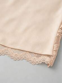 女士蕾丝拼接长袖衬衫，蕾丝袖设计，修身剪裁，适合休闲外出、约会、派对、夜店、时尚街头/嘉年华、万圣节装扮。优雅成熟女性连衣裙，性感迷人。 - 杏色 - 查看 6