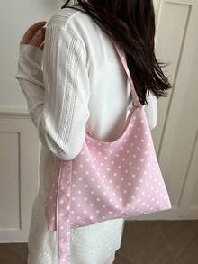 Spring New Arrival Niche Design Casual Women Large Capacity Tote Bag, College Student Shoulder Bag - Pink - View 7