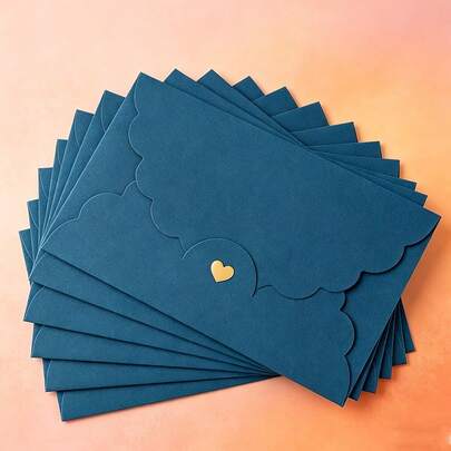 50pcs Mini Pearl Paper Envelopes, Kraft Paper Foil Heart Envelopes, Bank Card/VIP Membership Card Packaging Envelopes