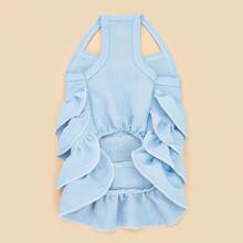 1 buah Gaun Ruffle Multilayer Suspender Mewah untuk Hewan Peliharaan, Gaun Musim Pernikahan yang Modis & Elegan untuk Kucing & Anjing, Pakaian Hewan yang Lembut & Bernapas, Pakaian Ringan & Nyaman untuk Semua Musim - Mint Blue - View 3
