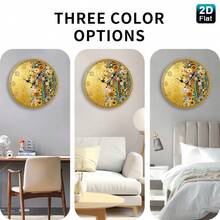 2D Flat, Single-Piece Wooden Baby Room Wall Clock - Golden Klimt Style Floral Mosaic, Luxurious Art Deco Style, Suitable For Living Room, Baby Room, Dining Room, Office - Perfect Gift For Mother's Day And Christmas - Battery Powered (AA Batteries Not Included), 2D Flat Design,Valentines Gift,Graduation,Mother Giftsr,Room Deocr,Wall Deoc,Home Essentials - 1pcs/10in/25cm - View 10