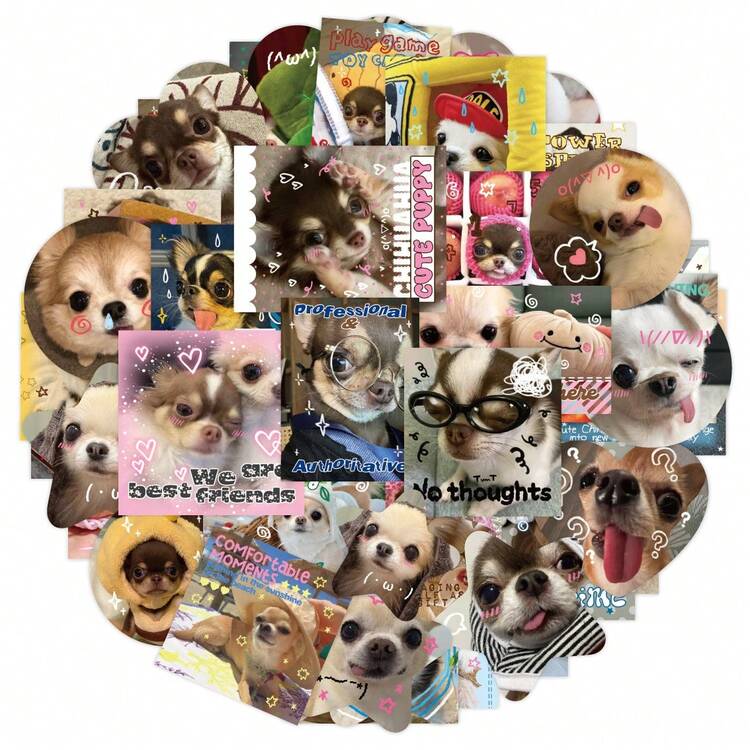 40張可愛柴犬防水貼紙，趣味狗狗表情貼紙，適用於筆記型電腦和手機殼 - 彩色 - 查看 1