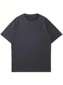 Men's Solid Color Short Sleeve T-Shirt, Comfortable, Breathable, For Summer. - Dark Grey - View 4