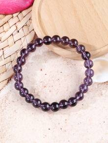Pulseira de Cristal Transparente Roxo Única, Sorte, Energia Curativa, Pulseira de Contas de Equilíbrio, Presentes de Festa de Feriado para Mulheres Homens, Presentes de Joias Delicadas - Roxo - Visão 5