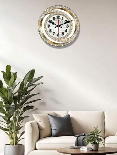 2D Flat. 1pc. Double Ring Creative Diamond-Themed Wooden Wall Clock, Silent Decorative Clock, Innovative Wall Clock, Suitable For Decorating Bedrooms, Living Rooms, And Offices, Available In 25/30cm (Batteries Not Included)