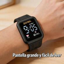 ZOEA Reloj LED Táctil para Hombre, Correa de Silicona Resistente al Agua, Diseño Deportivo y Casual - Negro 1 - Ver 3