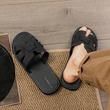 Sandalias de verano tipo slip-on para hombres, sandalias casuales de colores en bloque, resistentes y antideslizantes para uso interior/exterior, nuevos modelos - Negro - Ver 3