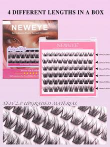 Neweye 60 cụm mi giả đã dán sẵn, độ cong D, dày và rậm, kích thước 10-16mm, tự làm mi nối, mi mắt mèo dày, không cần keo, mi rời, vẻ ngoài tự nhiên, cụm mi đen, không cần keo hoặc tẩy trang, mi giả kiểu truyện tranh, quà tặng cho phụ nữ và bé gái, dụng cụ trang điểm. - D - Xem 4