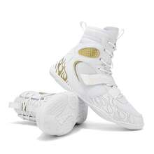 Giày đấu vật nam, giày đấm bốc cổ cao, giày tập luyện, ủng, giày đấm bốc Muay Thai, giày kickboxing thể dục, giày thể thao chuyên nghiệp chất lượng cao dành cho nam, thoải mái, chống trơn trượt, bền, thoáng khí, thiết kế có vân bảo vệ mắt cá chân - Trắng (k009) - Xem 16