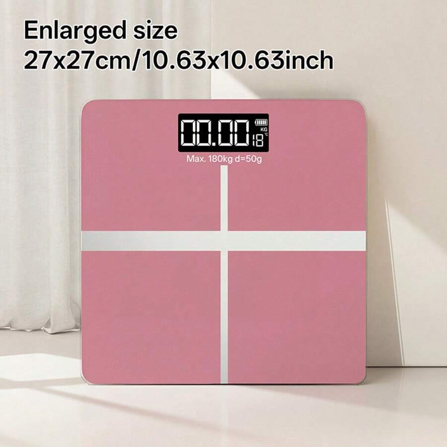 AVXLRQ Weight Scale Electronic Scale, 396 Pound Digital Bathroom Scale, High-Precision Weight Scale With LCD High-Definition Display And Temperature Display (Switchable Between KG And Scale), Ultra Wide Platform, High-Precision Electronic Weighing - Pink - View 1