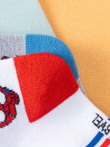 Marvel 1/5 Pairs Spider-Man Children's Socks, Superhero Pattern, Suitable For Casual Daily Wear, Breathable And Soft, Suitable For Boys And Girls, Suitable For Daily Wear/Party Gifts/Easter/Spring/Summer. Vibrant Colors, Comfortable Fit Novel And Unique, Fashionable Accessory, Lightweight And Breathable, Skin-Friendly And Non-Restrictive, Soft And Breathable. - Apricot - View 8