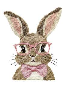10-Inch Cute Easter Bunny Embroidery Style Design DIY Iron-On Transfer Patch, Clothing Decoration, Suitable For T-Shirts, Sweatshirts, Fabric Decor, Pillow Covers, Tote Bags And Garment Decoration, Easter Holiday Party Decor, Durable Plastic Heat Transfer Sticker - Multicolor - View 5