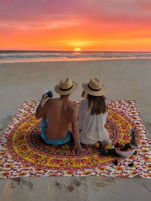 1pc New Outdoor Waterproof Anti-Sand Digital Printed Picnic Mat/Beach Towel, Fashionable And Fresh Pattern, Suitable For Camping And Picnics - B - View 9