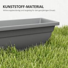 Set Of 5 Stackable Plastic Flower Pots, 59 X 21 X 16 Cm, Weather-Resistant, Suitable For Indoor And Outdoor Use, Grey - B - 查看 4