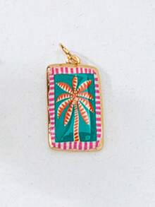 1件镀金彩色珐琅吊坠项链，可定制热带水果主题吊坠项链，精致回形针链叠戴首饰，可爱可叠戴沙滩度假日常佩戴女士礼物 - 彩色 - 查看 32