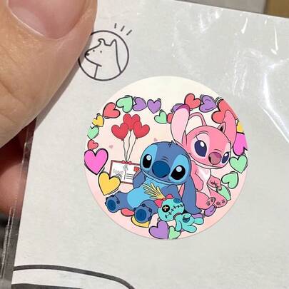 500 miếng/cuộn Hình dán hoạt hình Stitch và Thiên thần, Đồ chơi trẻ em, Nhãn trang trí sổ lưu niệm, Cuộn hình dán Stitch, 500 hình dán tròn, Hình dán hoạt hình 25mm, Hình dán Lilo & Stitch, Hình dán Stitch & Thiên thần dễ thương, Nhãn tự dính, Hình dán phần thưởng cho trẻ em, Đồ dùng lớp học, Quà tặng tiệc tùng, Trang trí sinh nhật