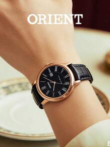 Orient 石英女士皮革表带玫瑰金商务手表黑色表盘，适合日常生活、约会、节日、送礼 RF-QA0007B10B - 黑色 - 查看 5