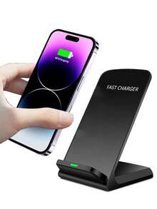 Cargador inalámbrico plegable básico de 15W, cargador inalámbrico 2 en 1 compatible con smartphones con carga inalámbrica Qi, compatible con series 8/X/11/12/13/14/15/16/17, regalo del Día de San Valentín - Negro - Ver 3