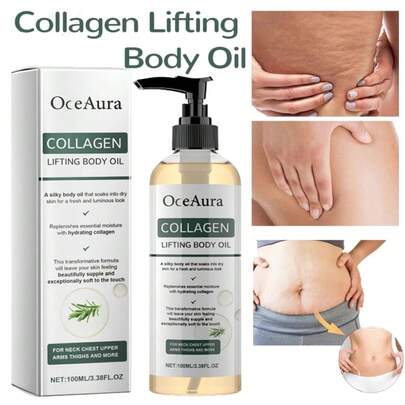 100ml/3.38 Fl Oz Collagen Body Care Oil, Nourishing Moisturizing Formula To Improve Skin Elasticity, Enriched With Nourishing Collagen, Vitamin E And Rosemary Oil, Gentle Daily Body Care, Suitable For Personal Use And Commercial Salon Products, Perfect Mother's Day Gift